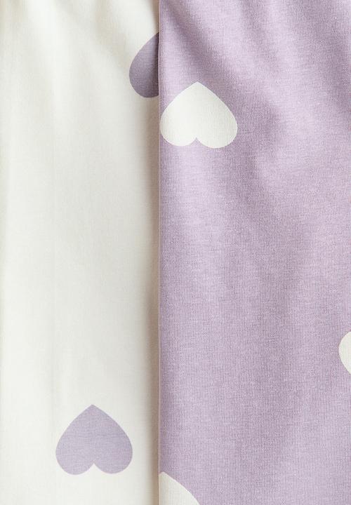 H&M - 2-pack cotton cycling shorts - white/lilac hearts