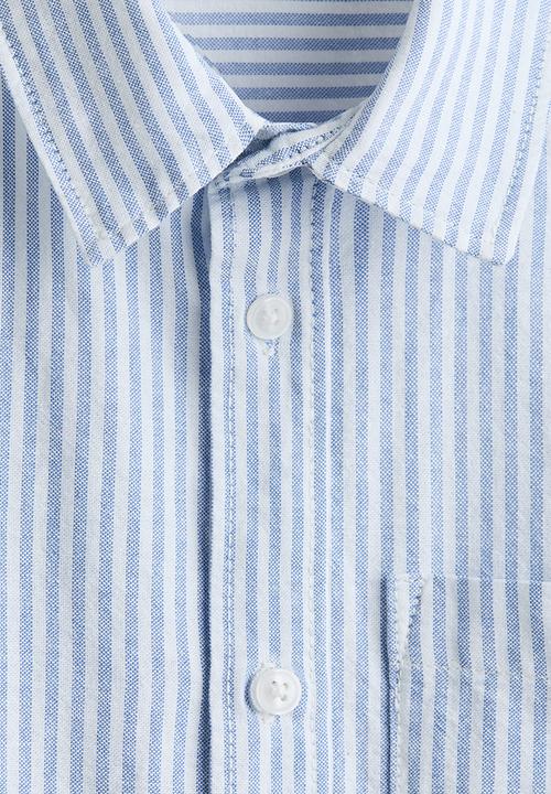 H&M - Short-sleeved cotton shirt - blue/white striped