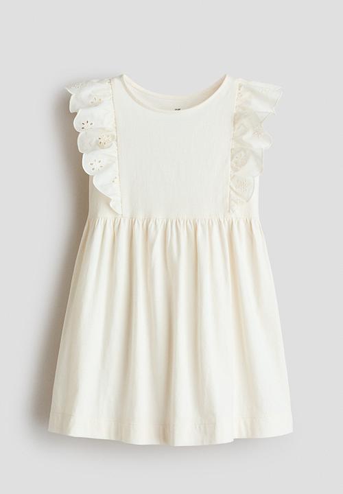 H&M - Flounce-trimmed cotton dress - cream