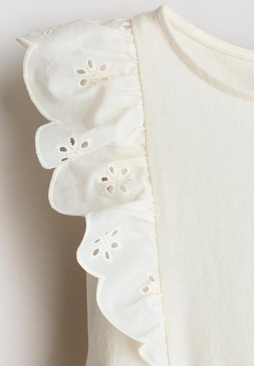 H&M - Flounce-trimmed cotton dress - cream