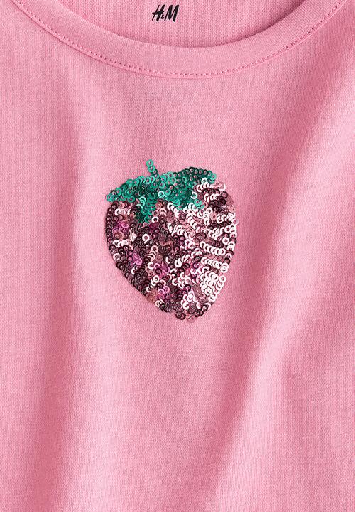 H&M - Appliqu?d top - pink/strawberry