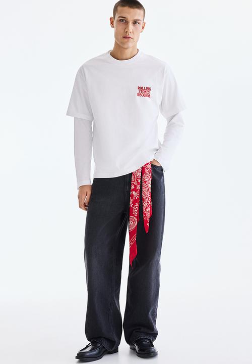 H&M - Loose fit T-shirt - white/the rolling stones
