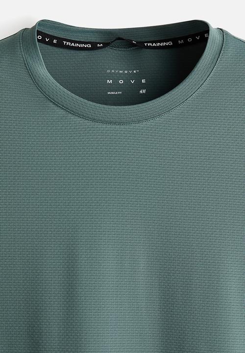 H&M - Muscle fit sports top with drymove - dusty green
