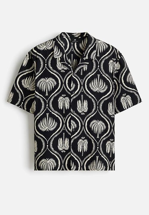 H&M - Relaxed fit resort shirt - black/patterned
