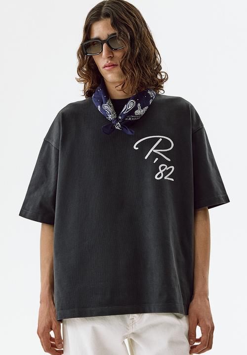 H&M - Oversized fit printed cotton t-shirt - black/racing