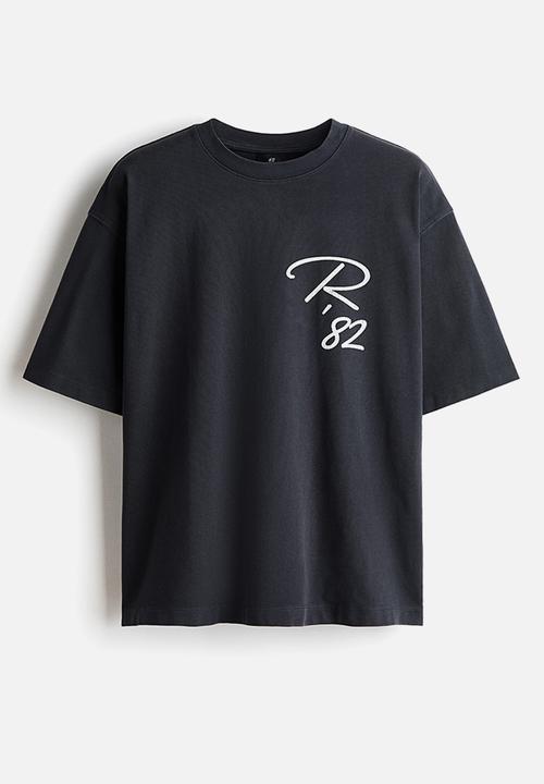 H&M - Oversized fit printed cotton t-shirt - black/racing