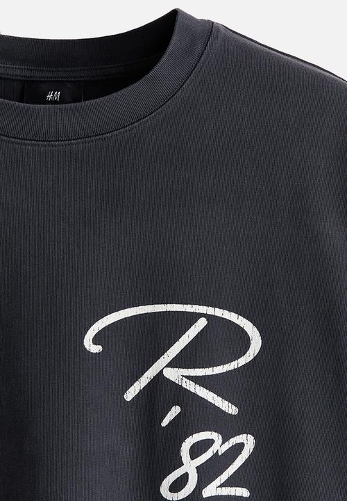 H&M - Oversized fit printed cotton t-shirt - black/racing