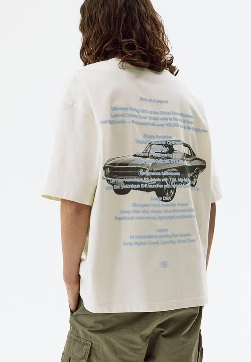 H&M - Oversized fit printed cotton t-shirt - cream/car