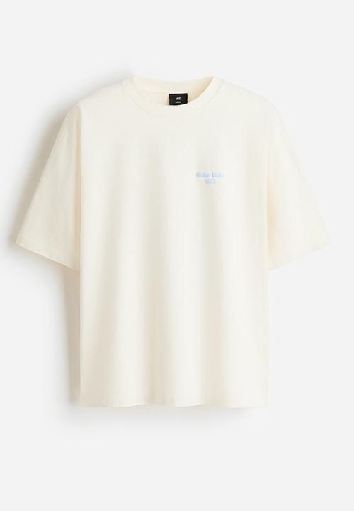 H&M - Oversized fit printed cotton t-shirt - cream/car