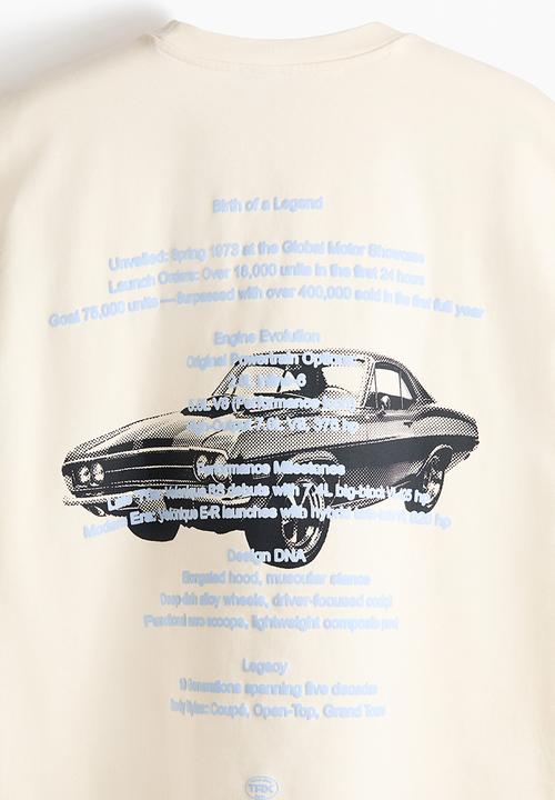 H&M - Oversized fit printed cotton t-shirt - cream/car