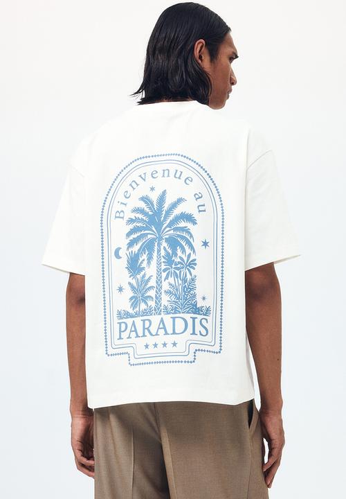 H&M - Relaxed fit printed cotton t-shirt - cream/paradis