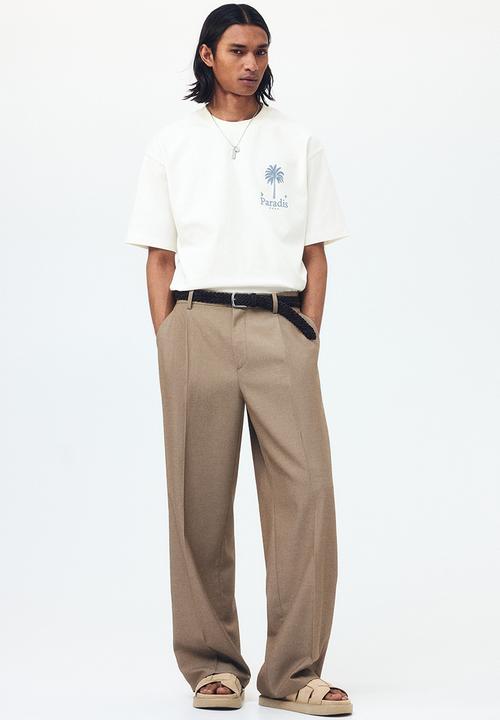 H&M - Relaxed fit printed cotton t-shirt - cream/paradis