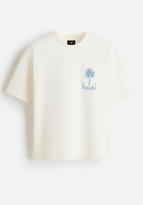 H&M - Relaxed fit printed cotton t-shirt - cream/paradis