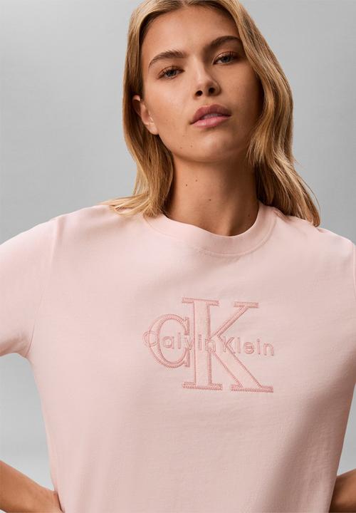Calvin Klein - Short sleeve baby terry hero monologo tee - mangano calcite