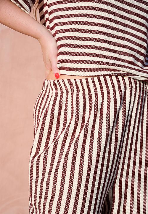 Me&B - Plus Stripe Knit Pant - Chocmilk