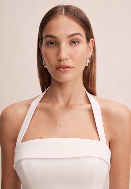 Forever New - Shelly halter mini dress in porcelain