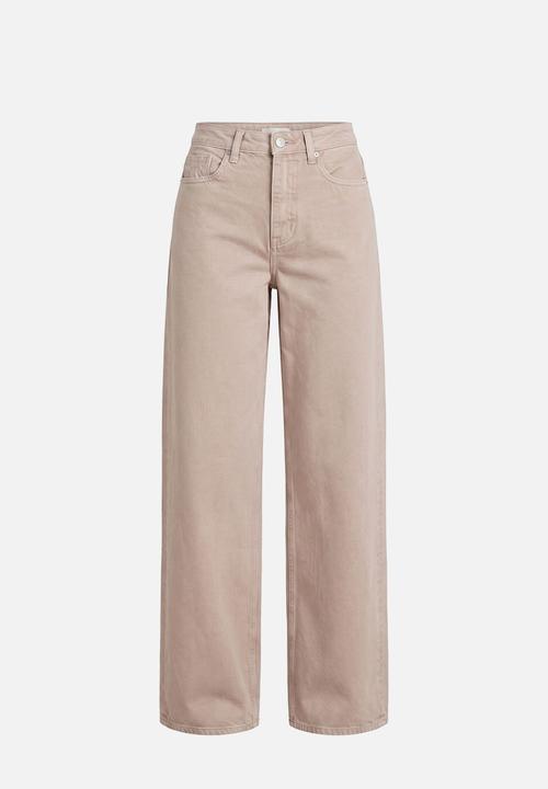 Forever New - Gia high-rise wide leg jeans in mushroom