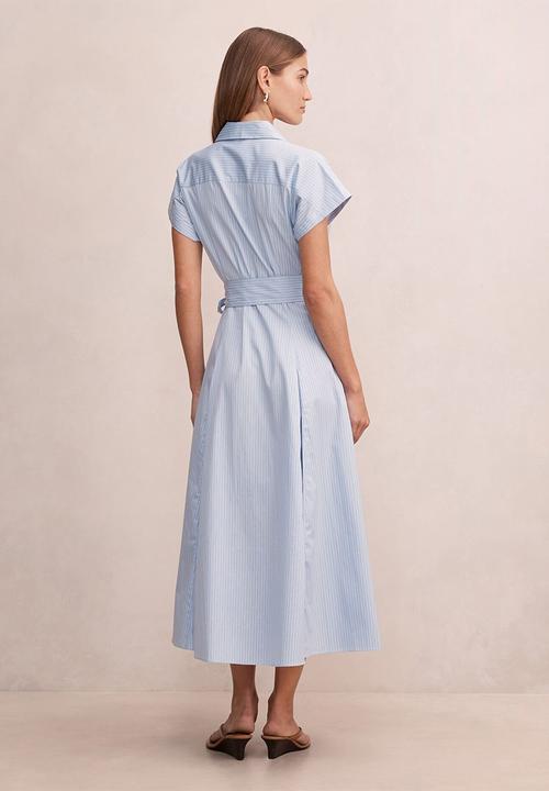 Forever New - Mina stripe shirt midi dress in blue stripe