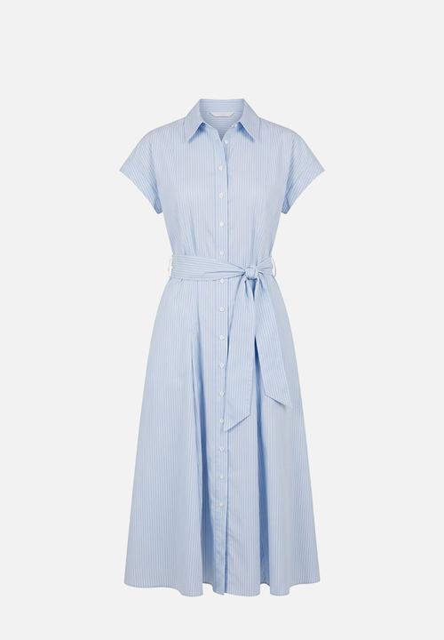 Forever New - Mina stripe shirt midi dress in blue stripe