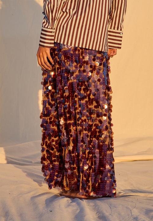 Me&B - Sequin Midi Skirt - Copper