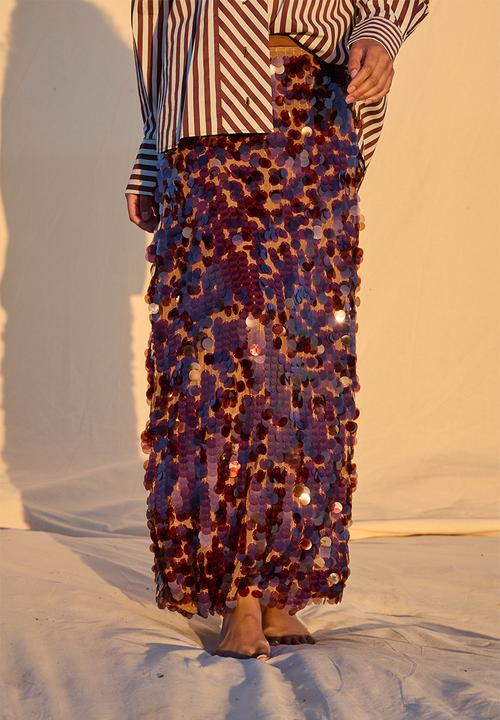 Me&B - Sequin Midi Skirt - Copper