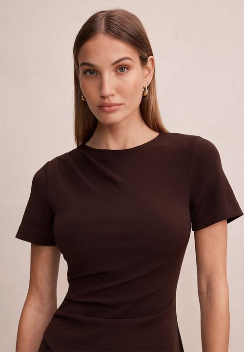 Forever New - Jenny tucked mini dress in dark chocolate