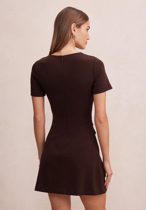 Forever New - Jenny tucked mini dress in dark chocolate