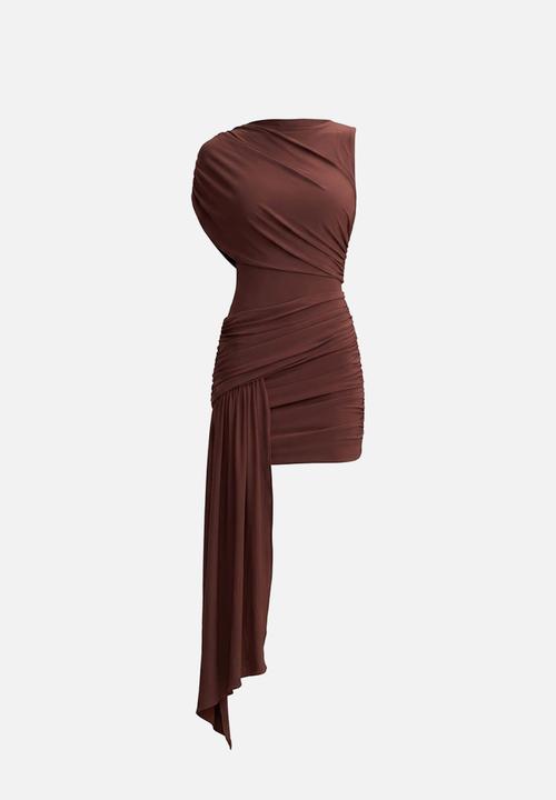Forever New - Rosalie jersey tie mini dress in chocolate