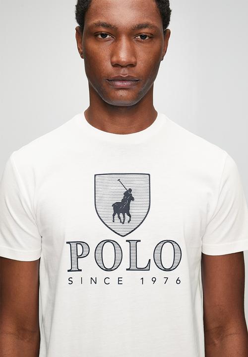 POLO - Mens crew neck printed short sleeve tee - white