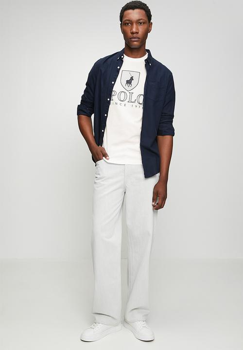 POLO - Mens crew neck printed short sleeve tee - white