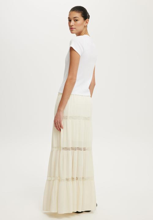 Cotton On - Haven Multi Tiered Maxi Skirt - Creme Fraiche Texture