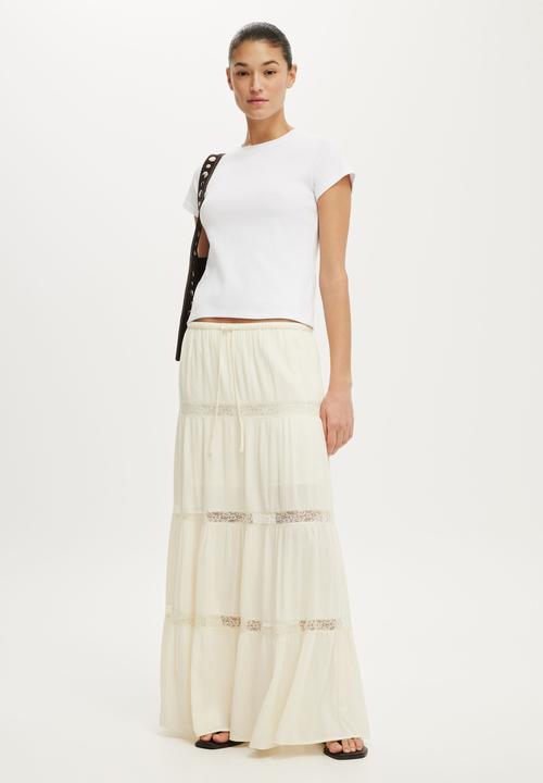 Cotton On - Haven Multi Tiered Maxi Skirt - Creme Fraiche Texture