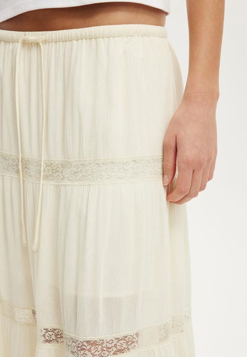 Cotton On - Haven Multi Tiered Maxi Skirt - Creme Fraiche Texture