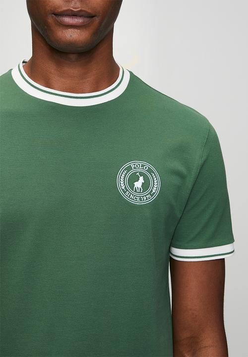 POLO - Mens sport short sleeve contrast rib tee - Green