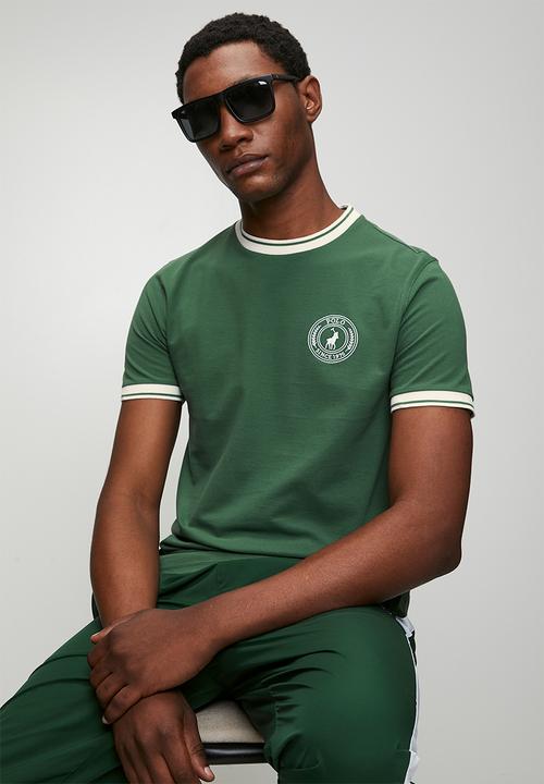 POLO - Mens sport short sleeve contrast rib tee - Green