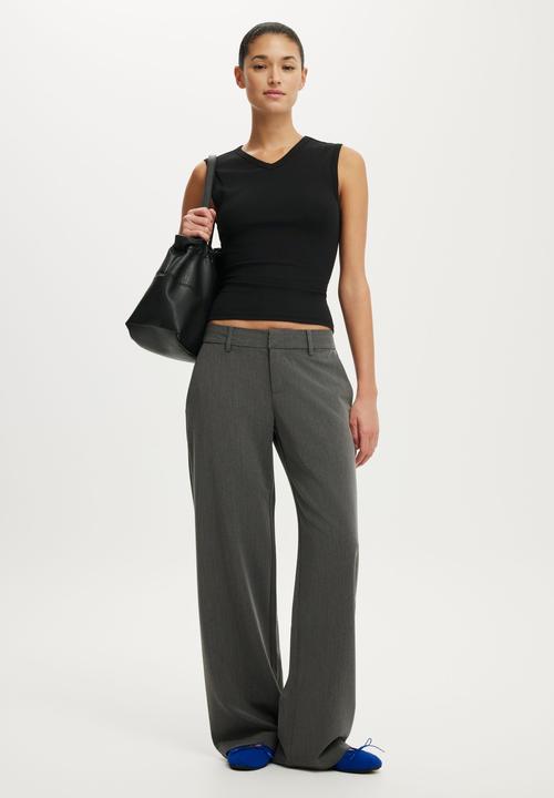 Cotton On - Saskia Suiting Pant - Charcoal Marle