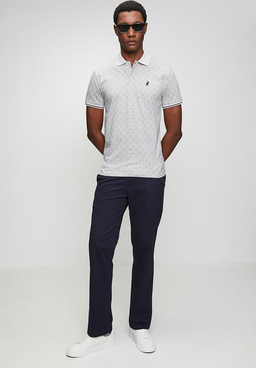 POLO - Mens geometric pima printed short sleeve golfer - grey