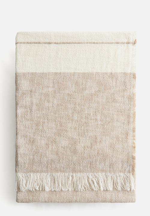 H&M - Linen-blend blanket - beige/cream