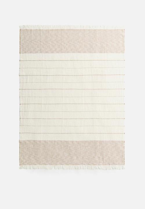 H&M - Linen-blend blanket - beige/cream