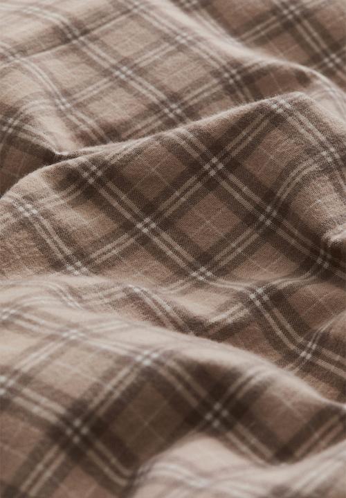 H&M - Flannel double/king duvet cover set - light mole/checked