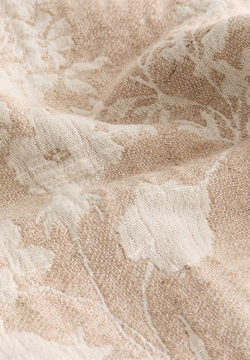 H&M - Jacquard-weave cushion cover - light beige/floral