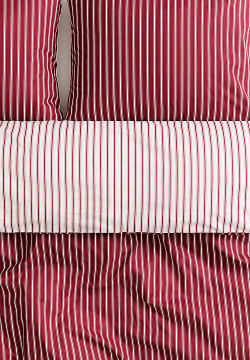 H&M - Striped cotton double/king duvet cover set - dark red/striped