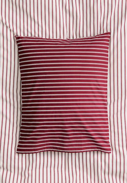 H&M - Striped cotton double/king duvet cover set - dark red/striped