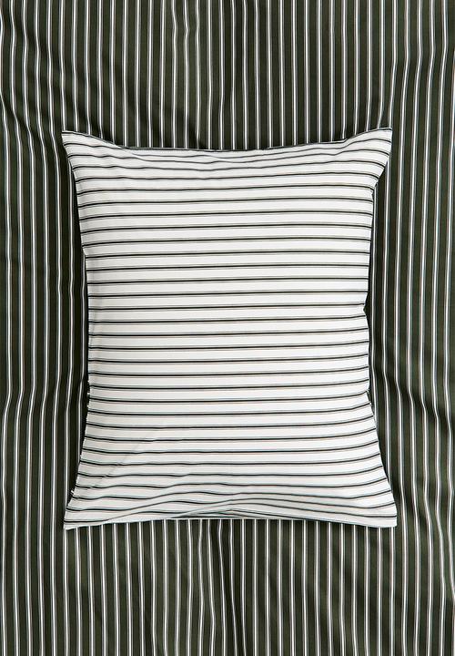 H&M - Striped cotton double/king duvet cover set - dark green/striped