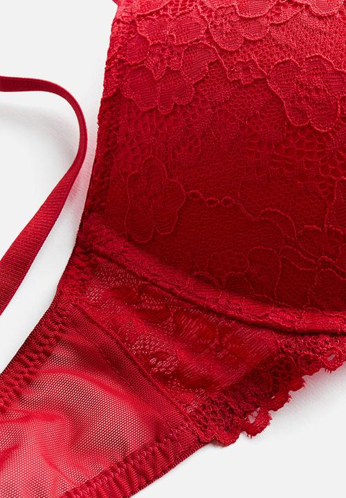 H&M - Lace push-up bra - red