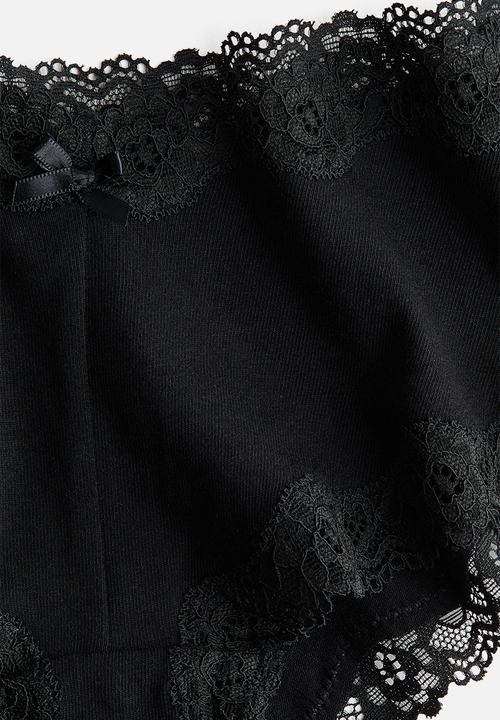 H&M - 3-Pack cotton and lace hipster briefs - black