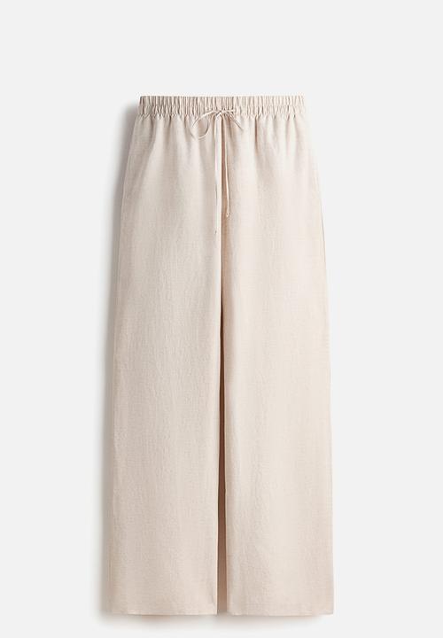 H&M - Linen-blend trousers - light beige