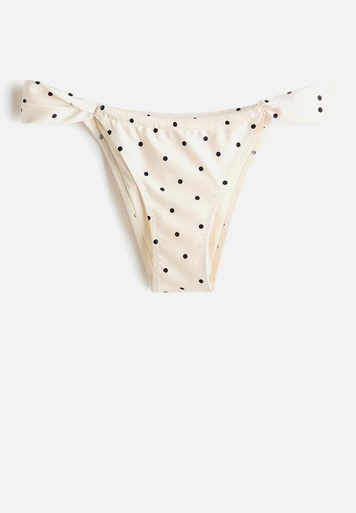 H&M - Cheeky tanga bikini bottoms - cream/spotted