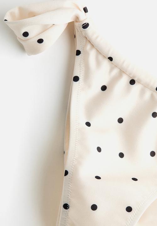 H&M - Cheeky tanga bikini bottoms - cream/spotted