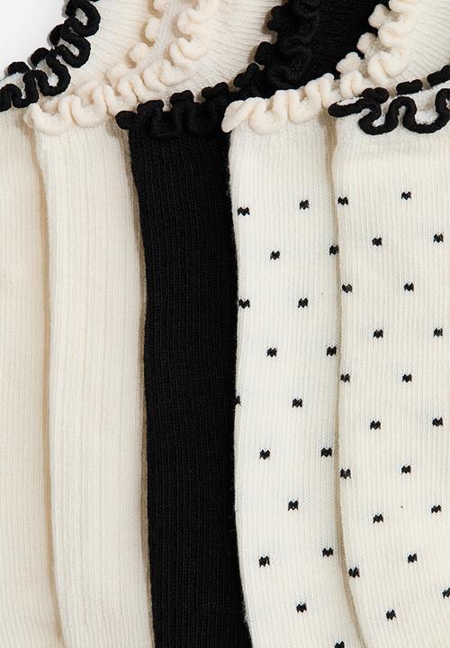 H&M - 5-Pack shaftless socks - cream/black